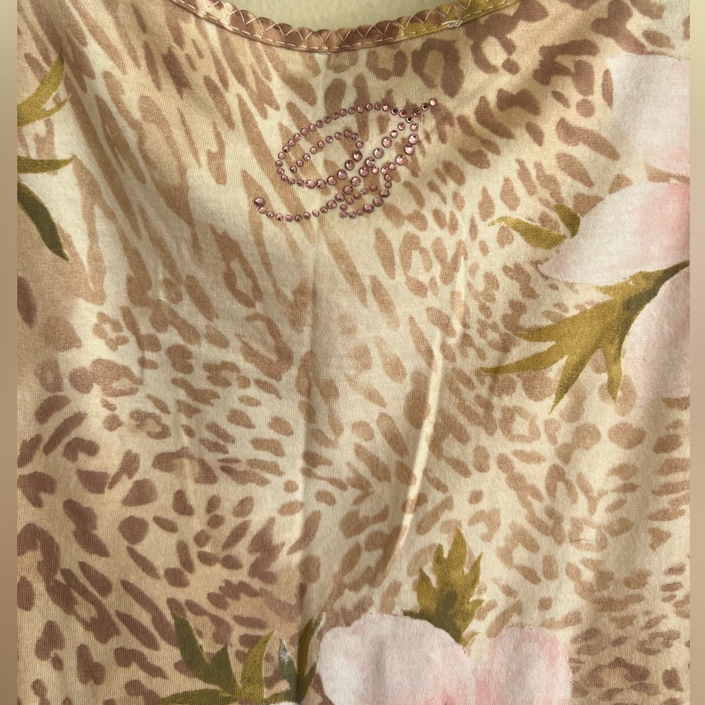 Miss Blumarine Pink Floral Top Brown Skirt jeans 3 Pc Set belt Italy size 10-12 - Picture 7 of 12